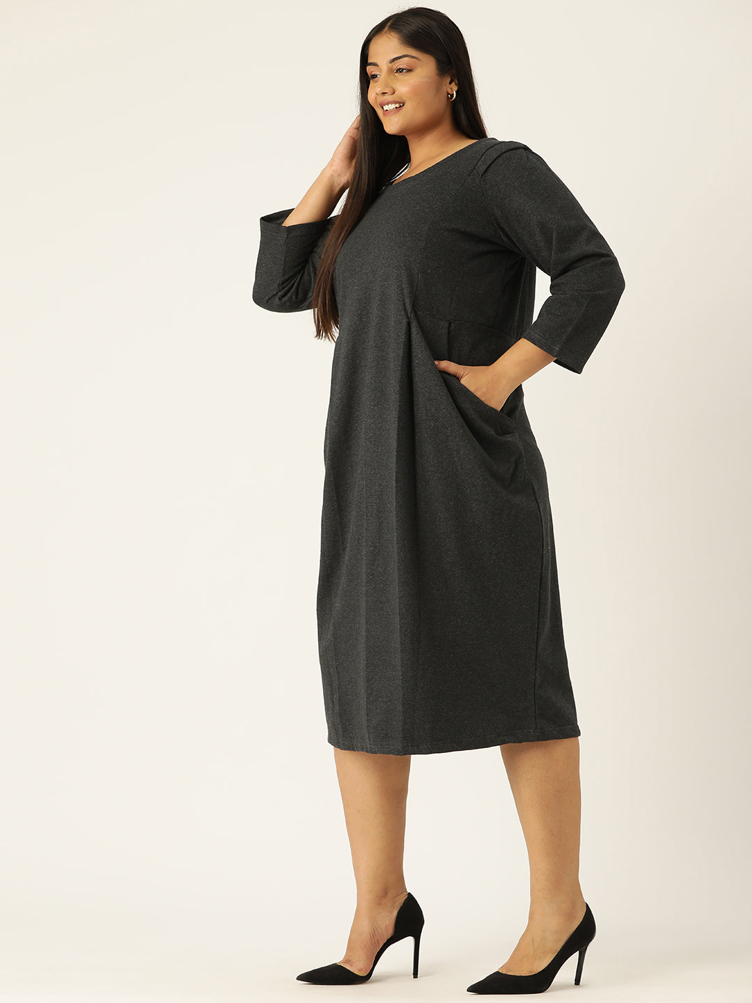 Contour Ease Midi Fleece Dress