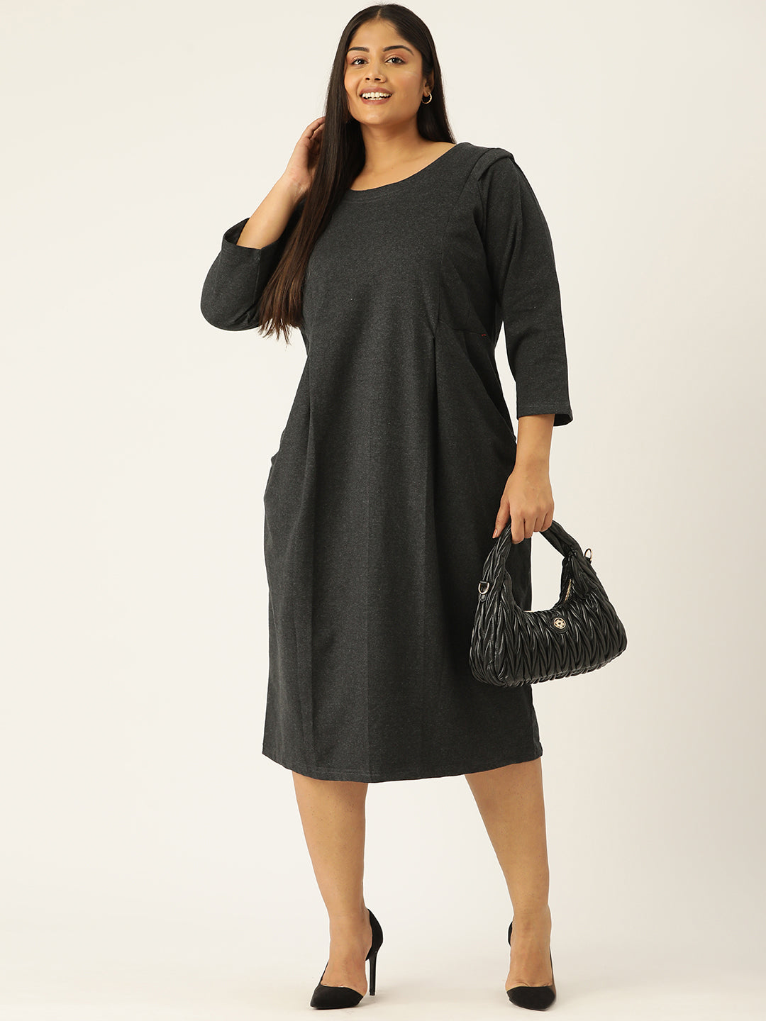 Contour Ease Midi Fleece Dress