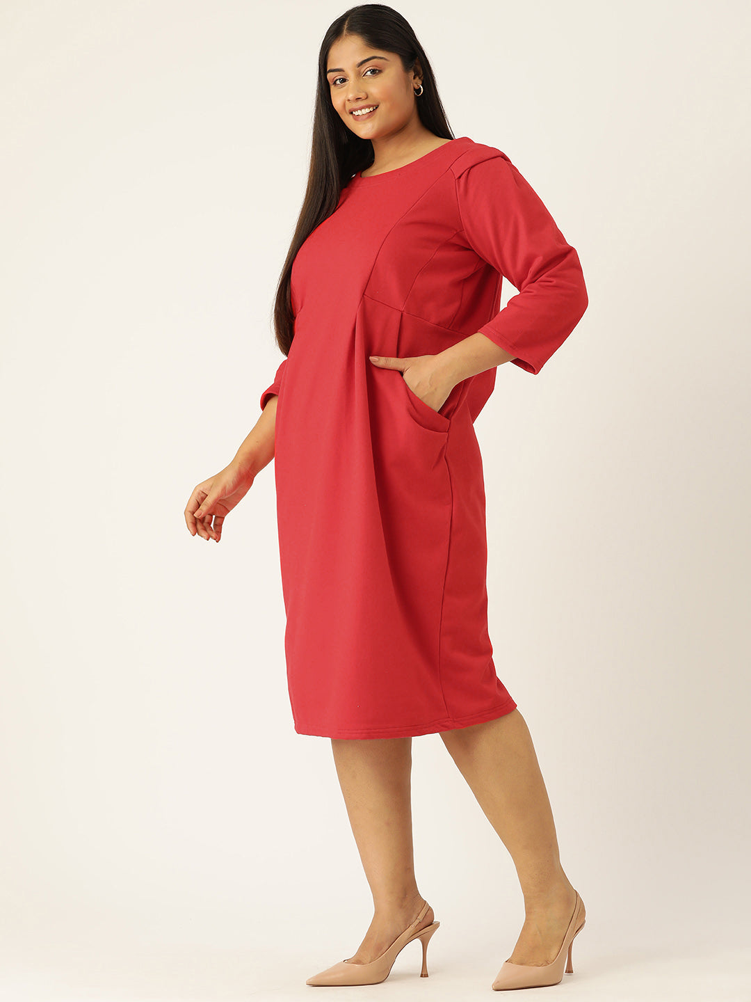 Contour Ease Midi Fleece Dress