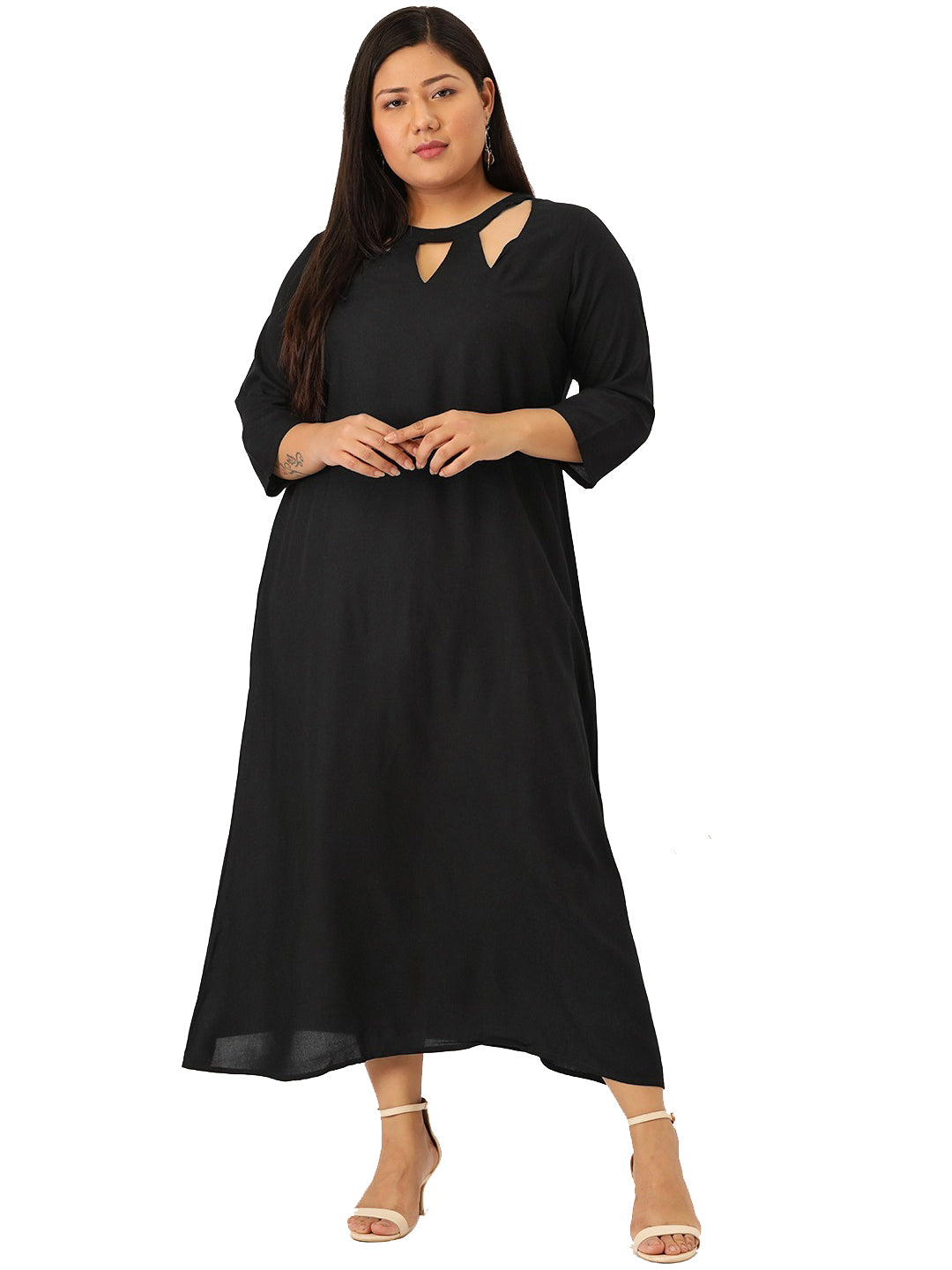Women Floral Print A-Line Midi Dress Plus Size?