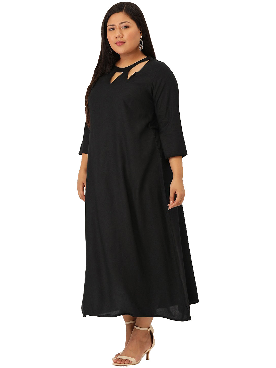 Women Floral Print A-Line Midi Dress Plus Size?