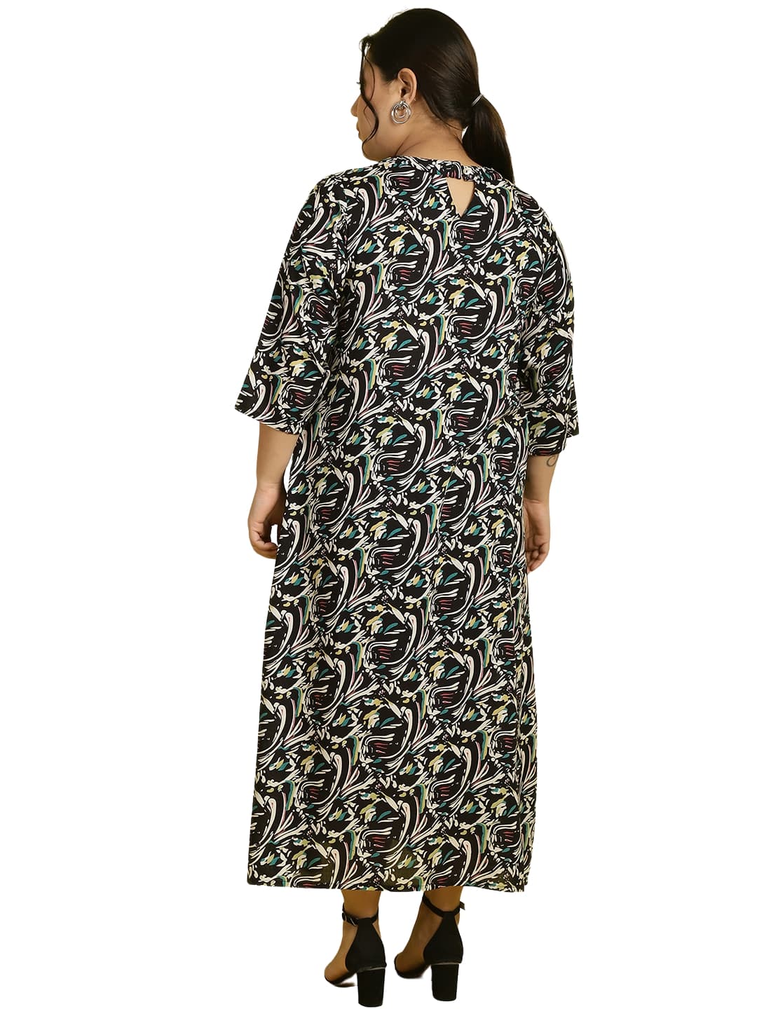Women Floral Print A-Line Midi Dress Plus Size