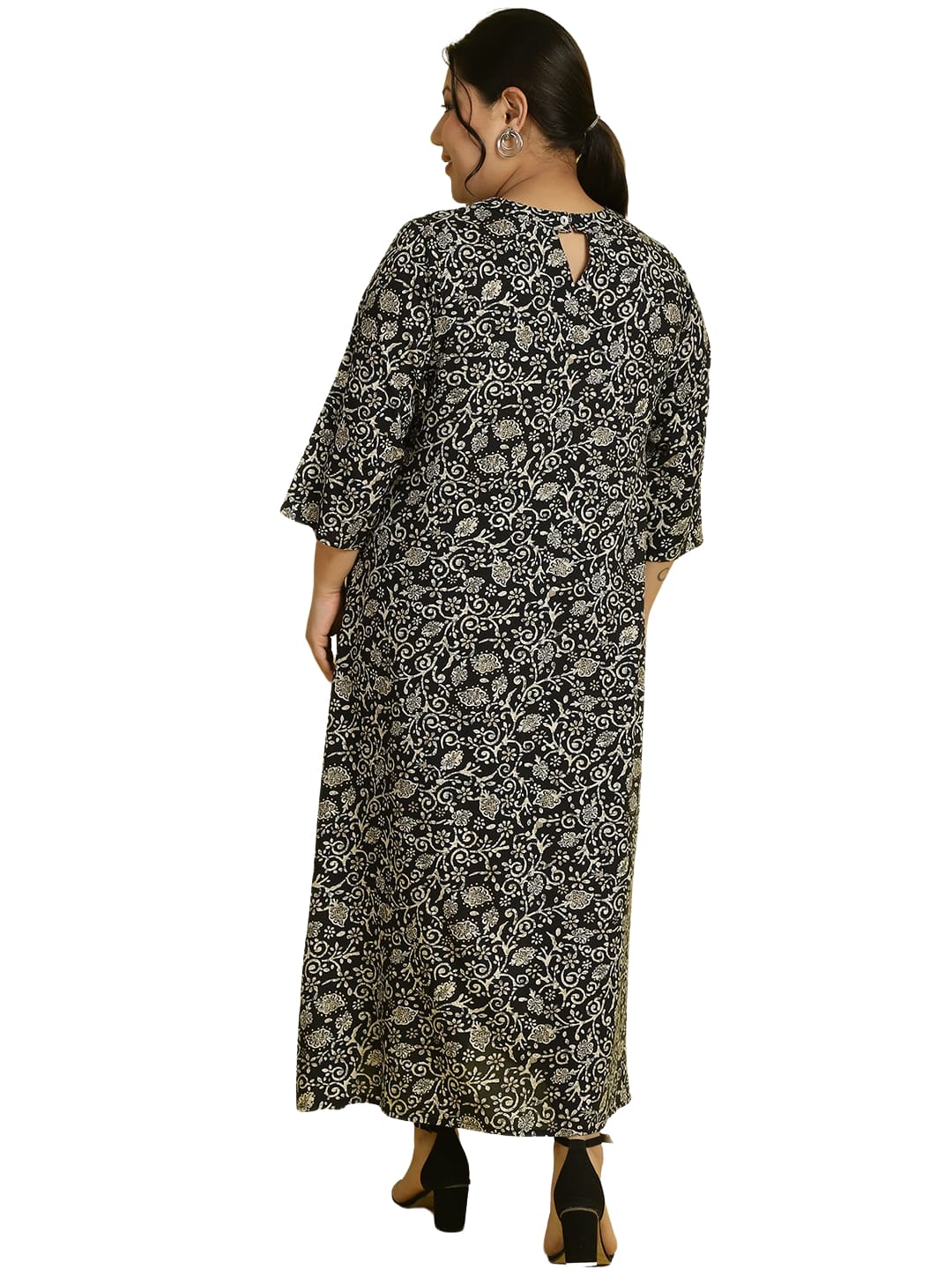 Women Floral Print A-Line Midi Dress Plus Size