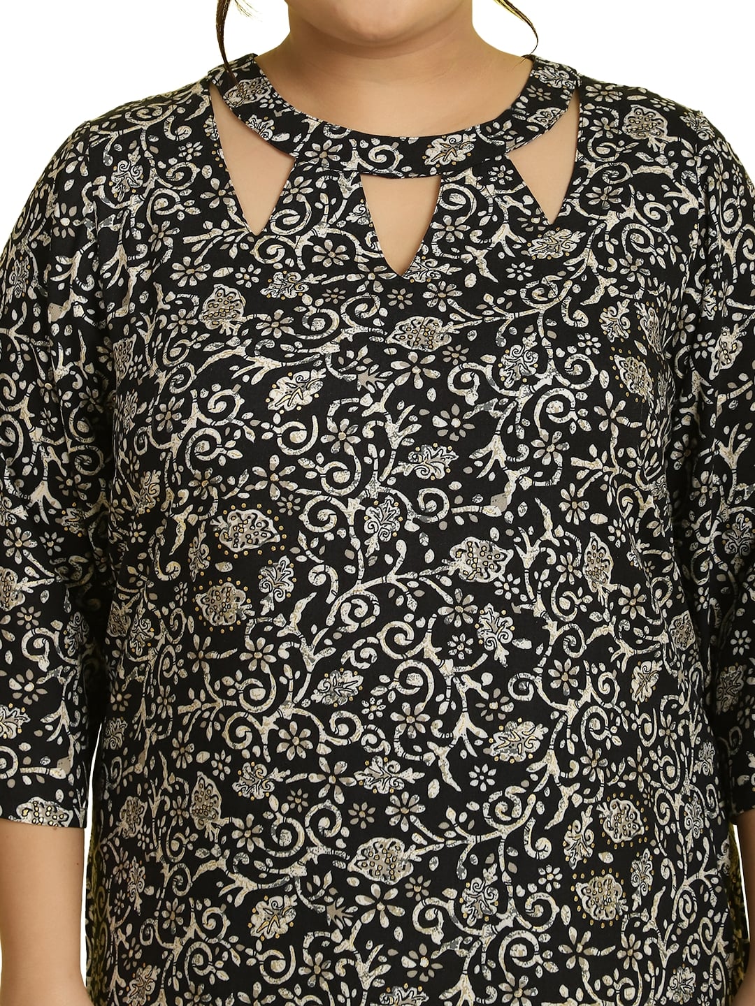 Women Floral Print A-Line Midi Dress Plus Size