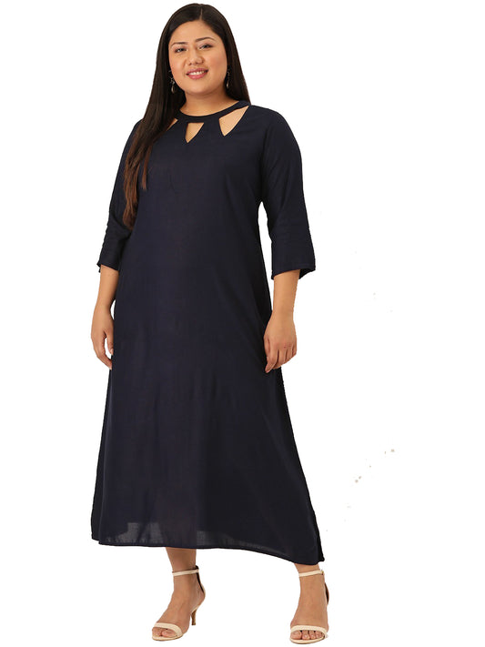 Women Floral Print A-Line Midi Dress Plus Size?