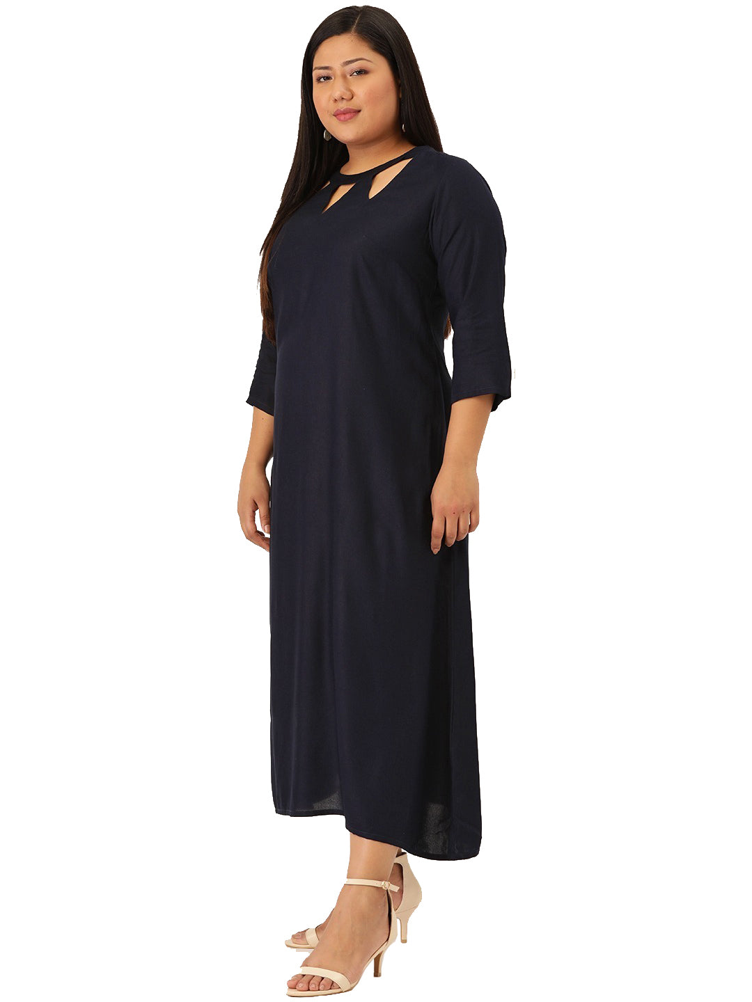 Women Floral Print A-Line Midi Dress Plus Size?