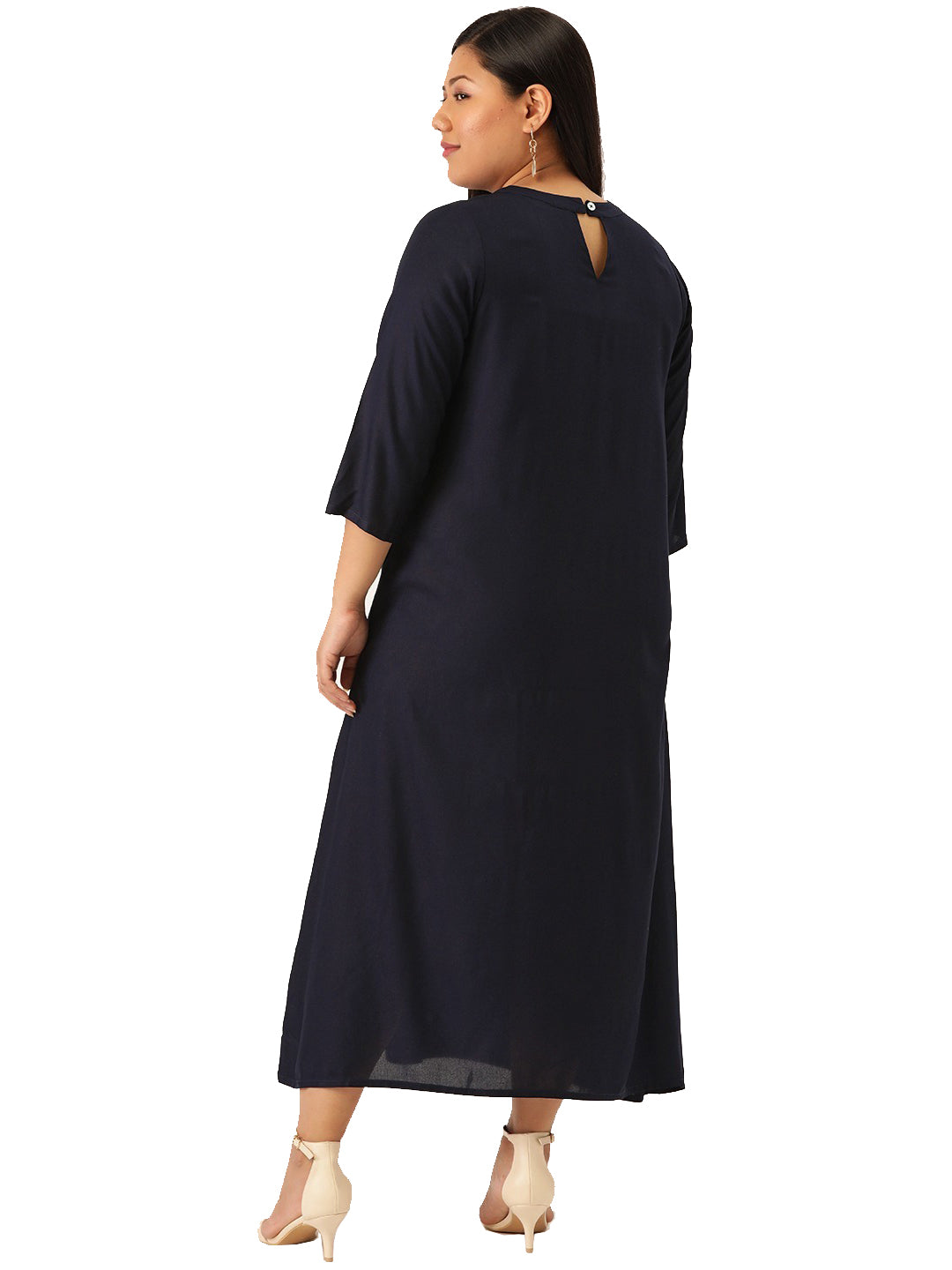 Women Floral Print A-Line Midi Dress Plus Size?
