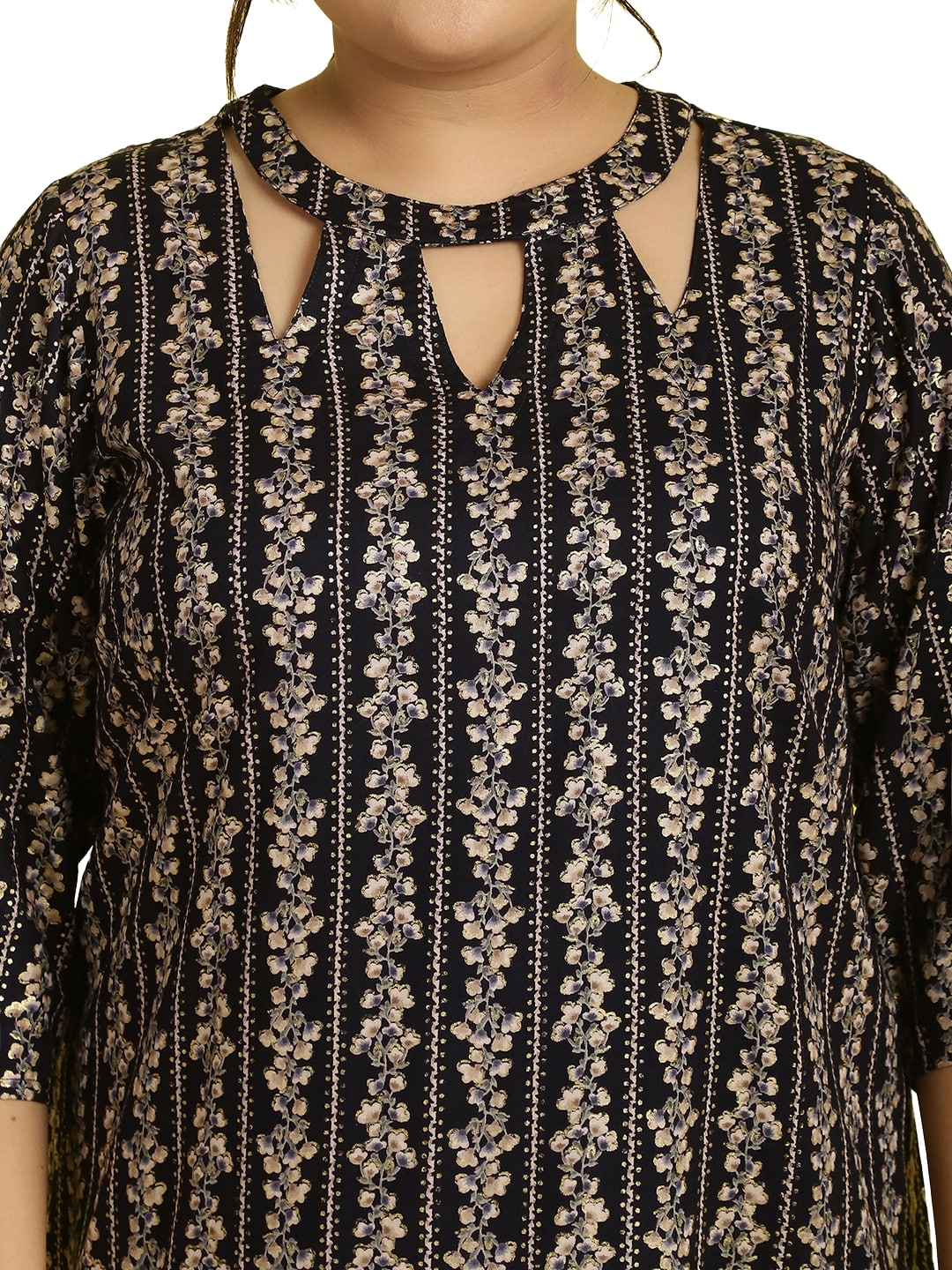 Women Floral Print A-Line Midi Dress Plus Size