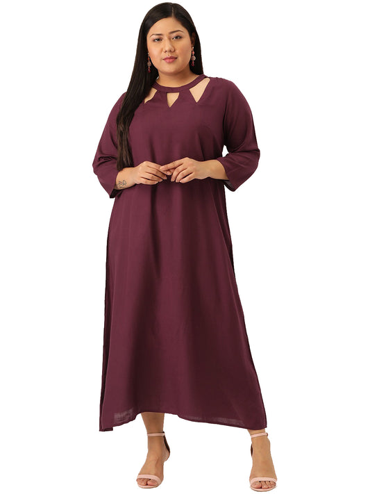 Women Floral Print A-Line Midi Dress Plus Size