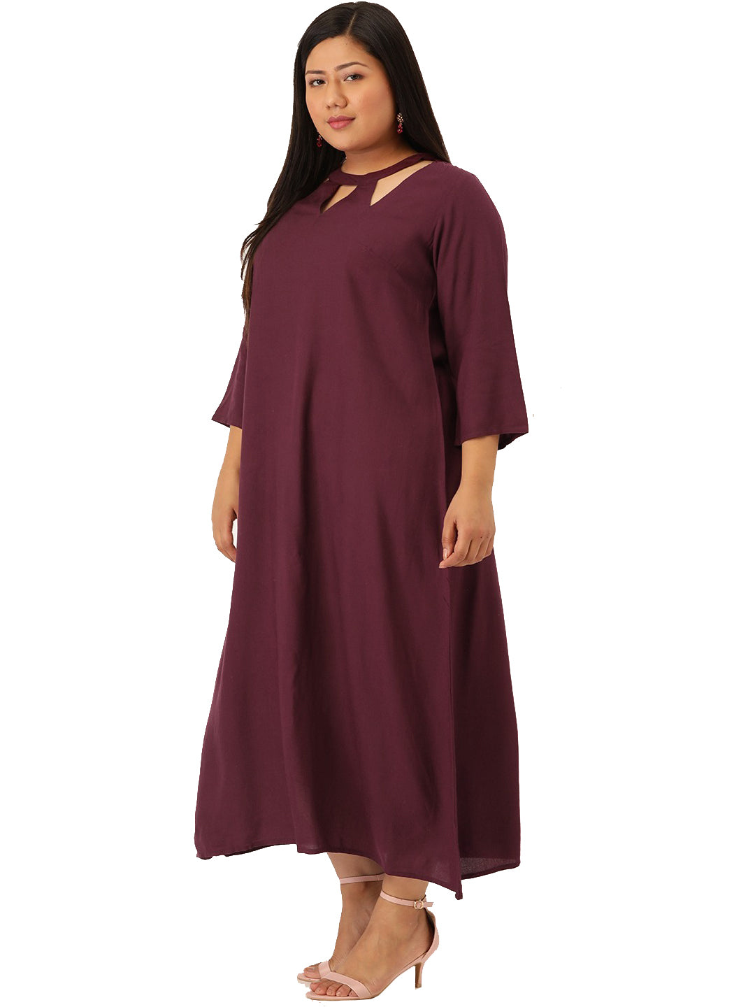 Women Floral Print A-Line Midi Dress Plus Size
