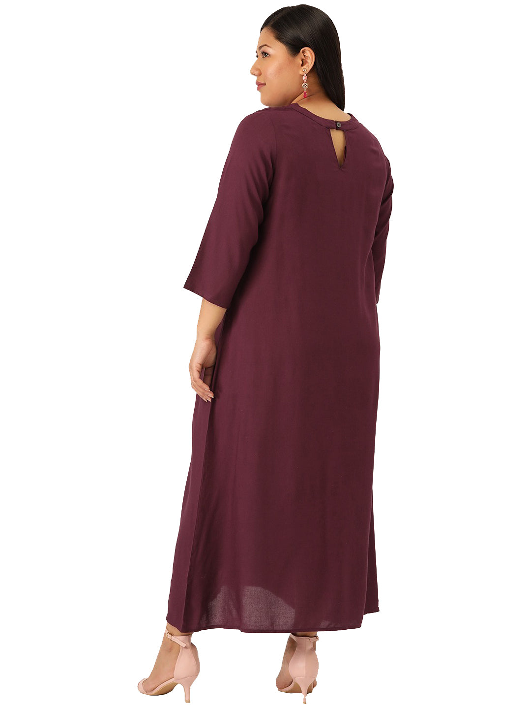 Women Floral Print A-Line Midi Dress Plus Size