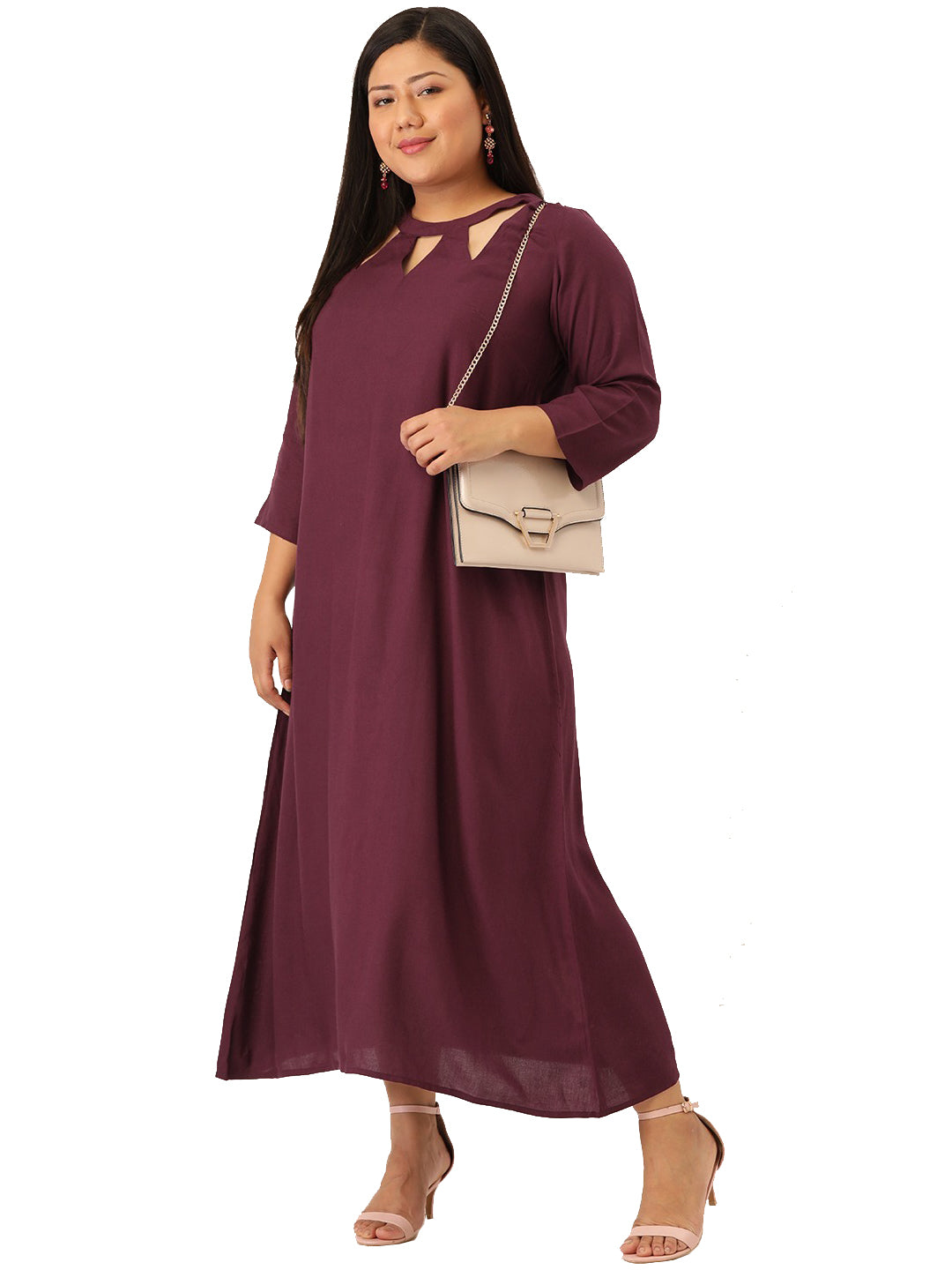 Women Floral Print A-Line Midi Dress Plus Size