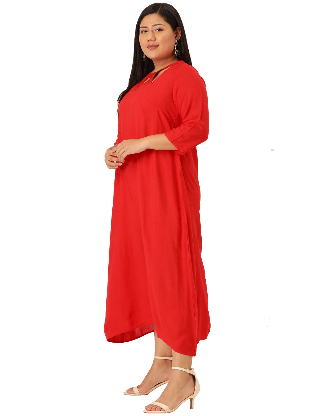 Women Floral Print A-Line Midi Dress Plus Size