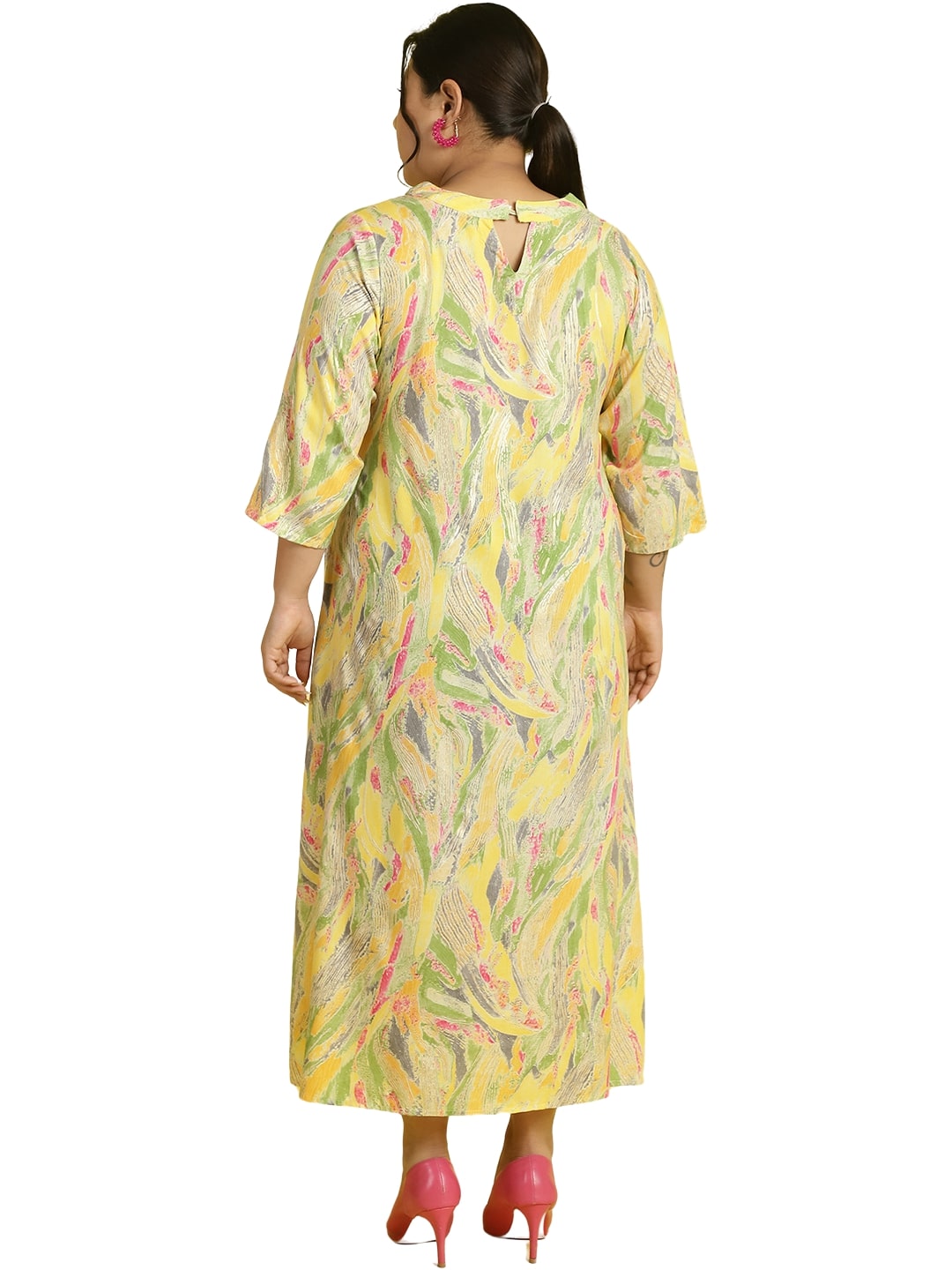 Women Floral Print A-Line Midi Dress Plus Size