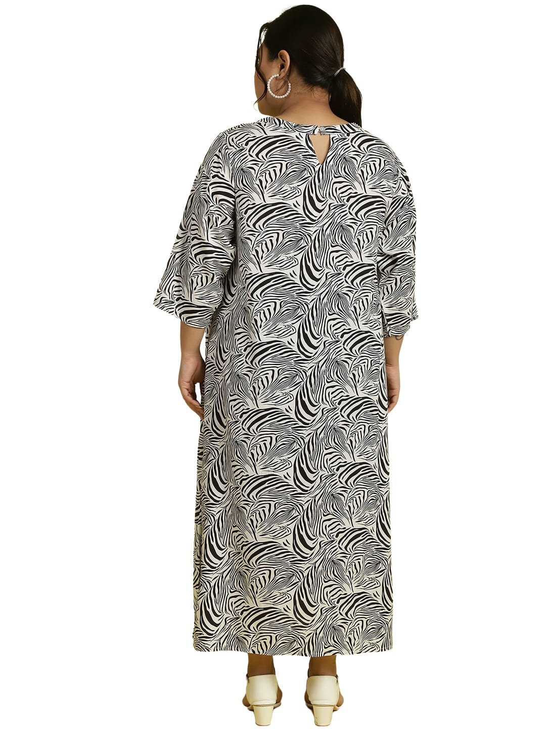 Women Floral Print A-Line Midi Dress Plus Size