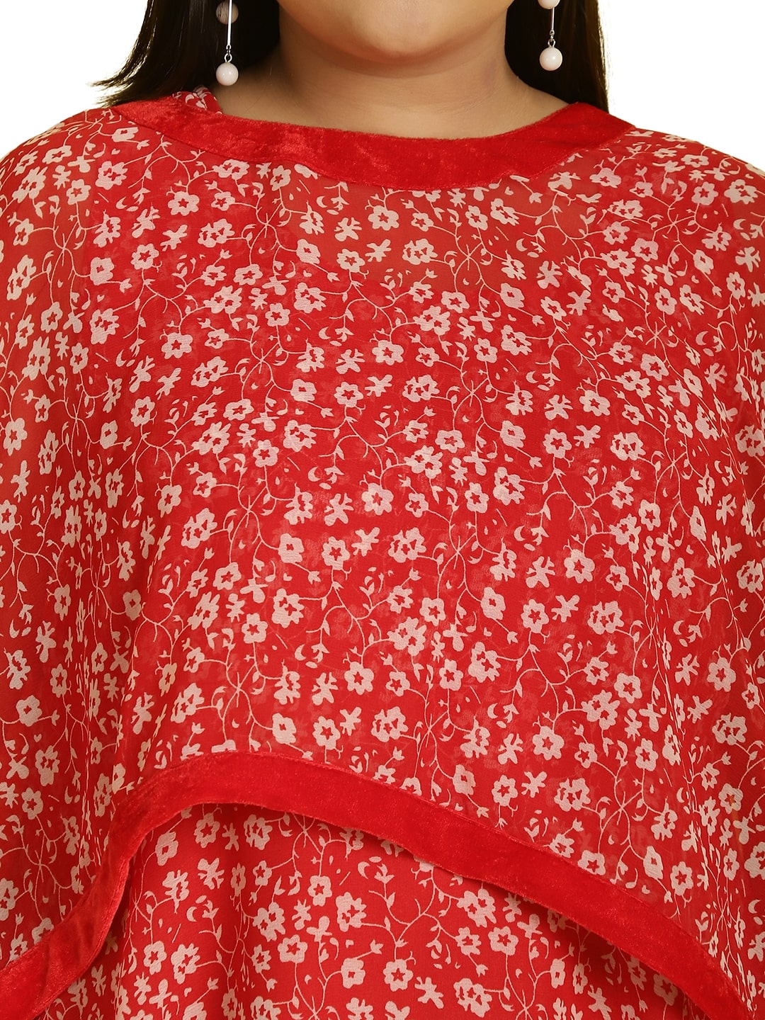 Women Georgette A-Line Midi Dress With Poncho Shrug