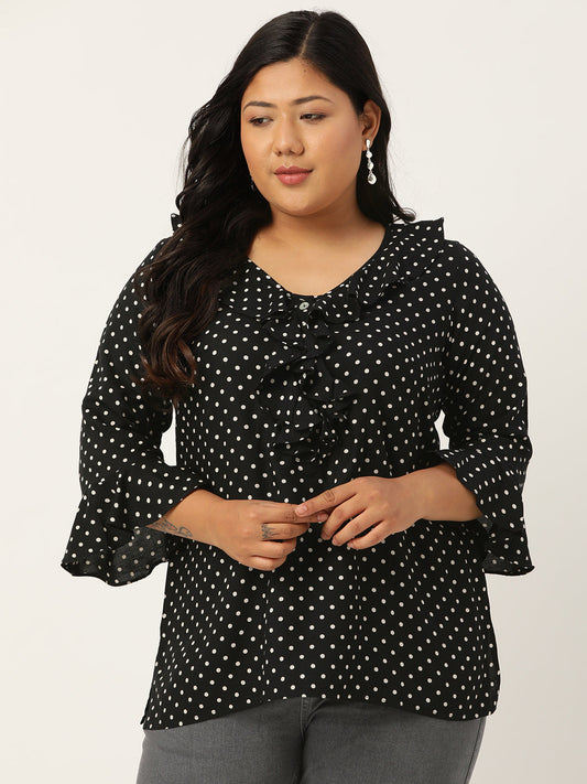 Plus Size Ruffle Detail Woven Top