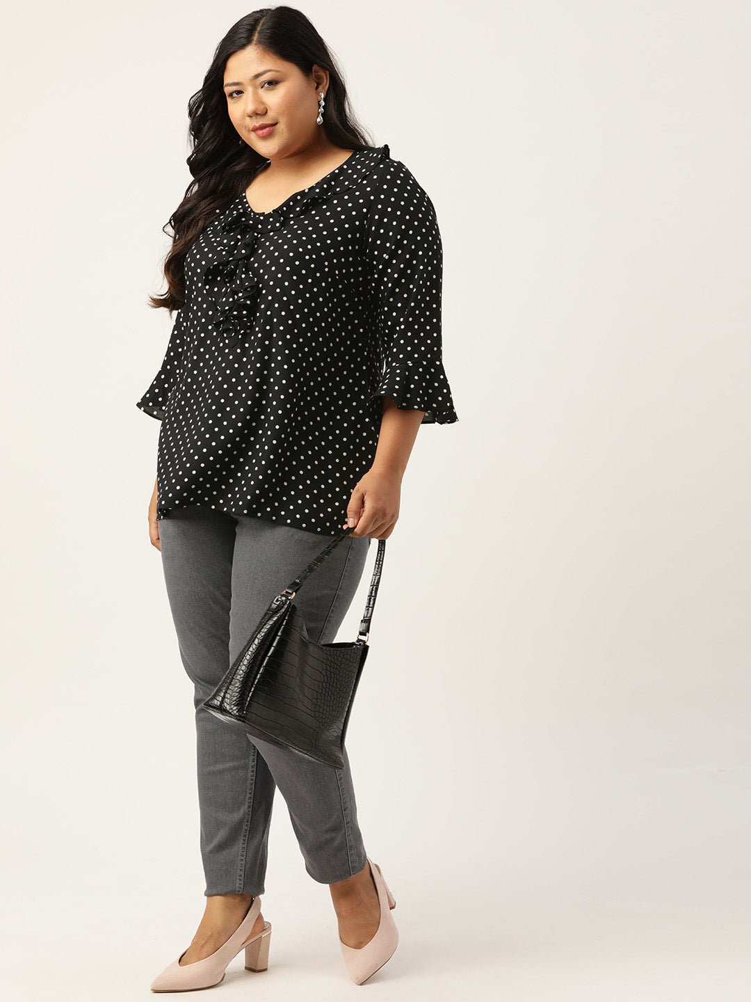 Plus Size Ruffle Detail Woven Top