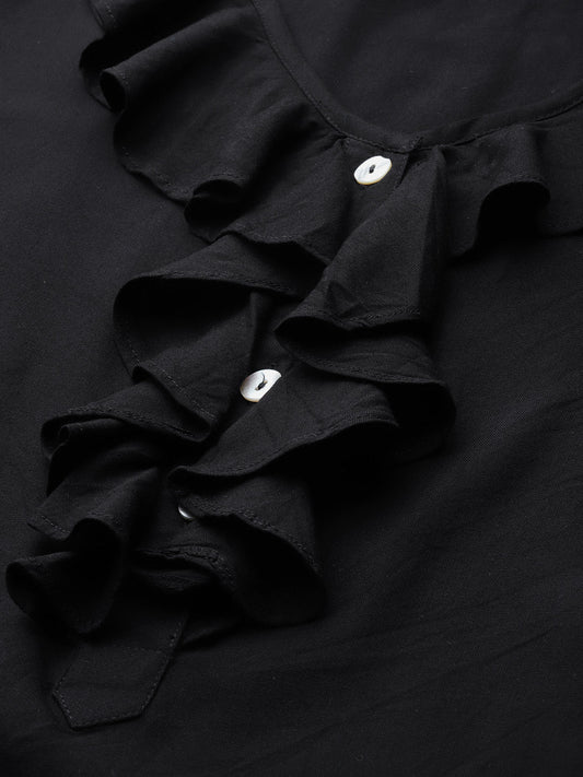 Plus Size Ruffle Detail Woven Top
