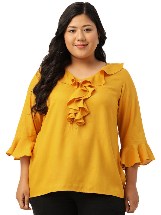 Plus Size Ruffle Detail Woven Top