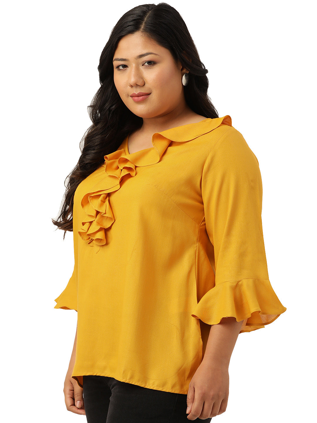 Plus Size Ruffle Detail Woven Top