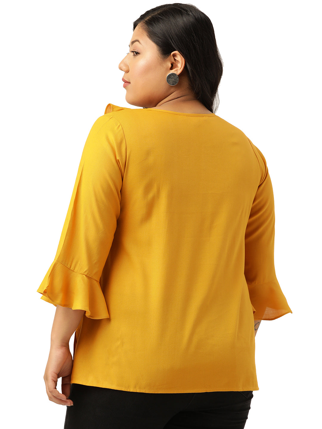 Plus Size Ruffle Detail Woven Top