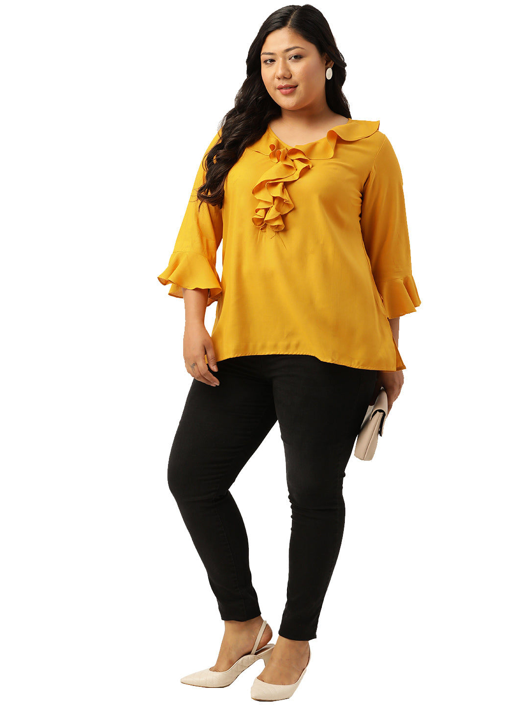 Plus Size Ruffle Detail Woven Top
