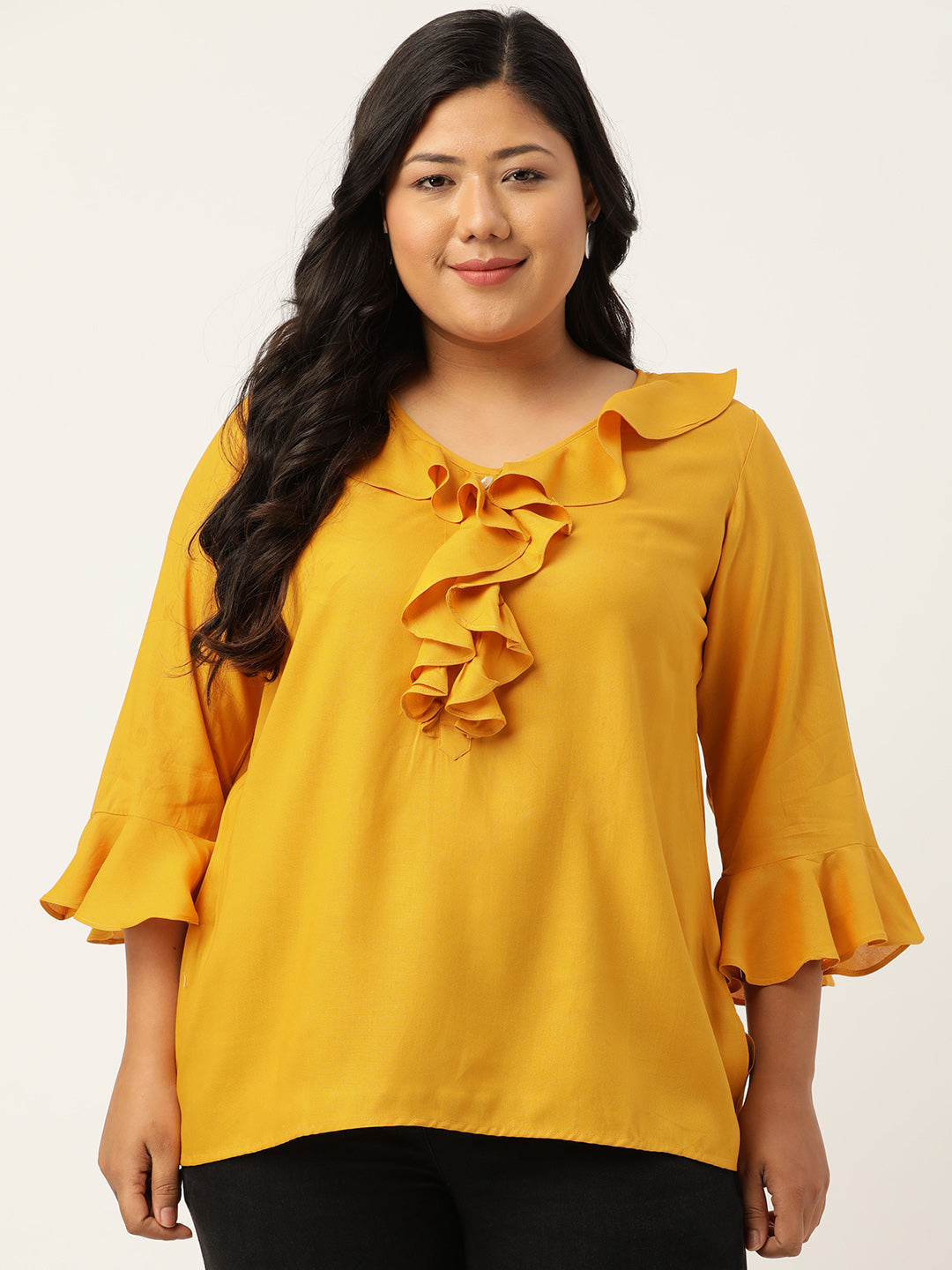 Plus Size Ruffle Detail Woven Top
