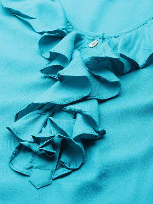 Plus Size Ruffle Detail Woven Top