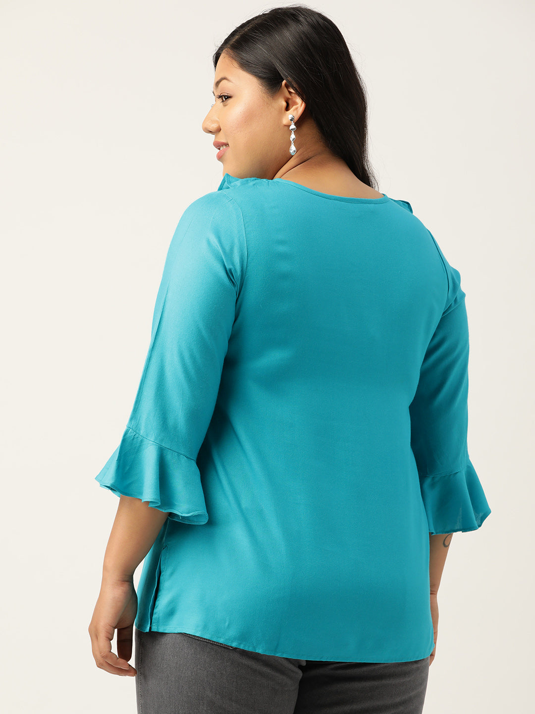 Plus Size Ruffle Detail Woven Top