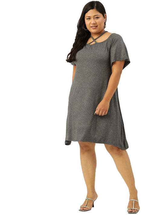 Plus Size A-Line Above Knee Dress