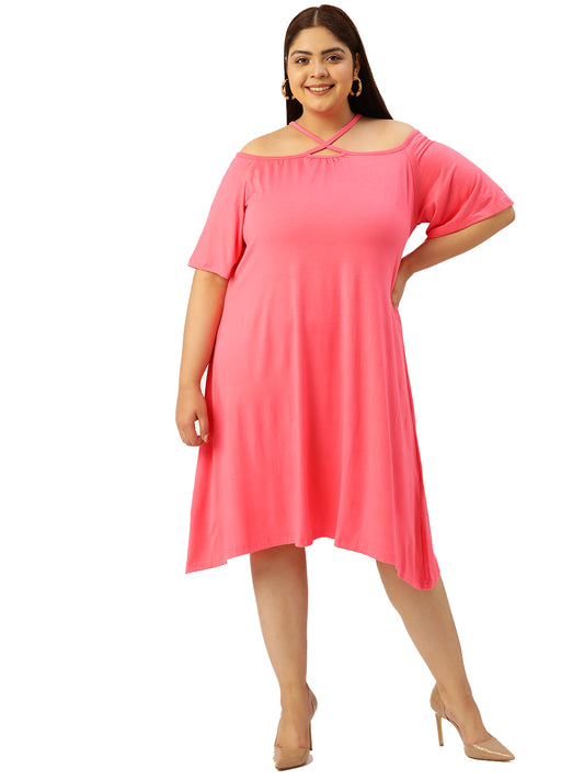 Plus Size A-Line Above Knee Dress
