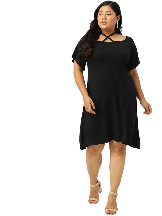 Plus Size A-Line Above Knee Dress