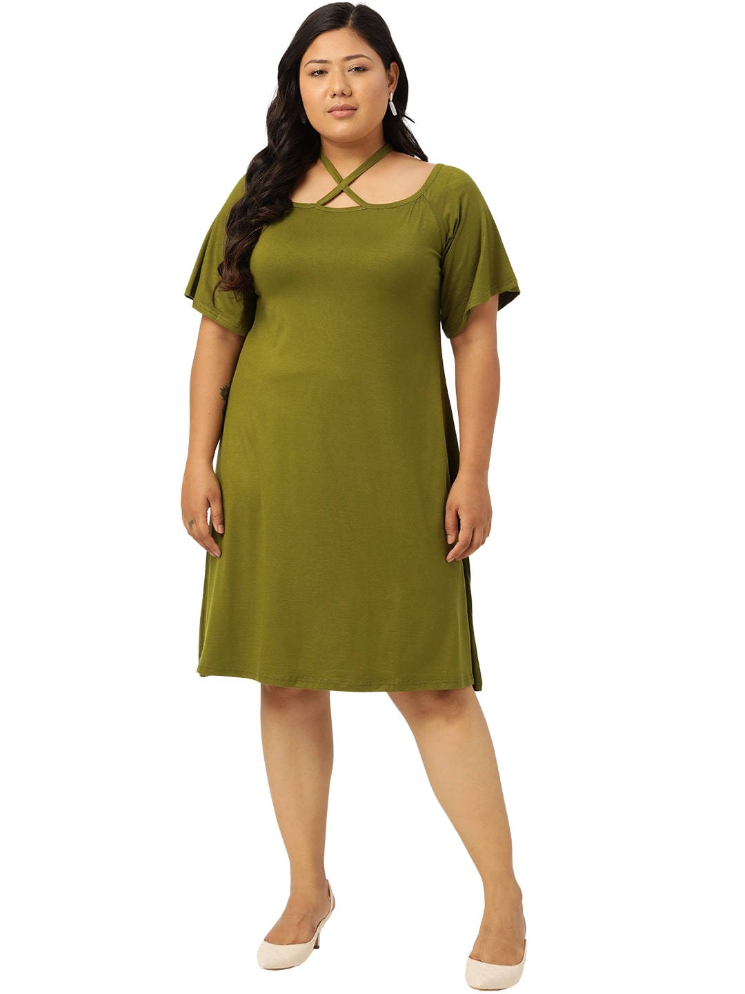 Plus Size A-Line Above Knee Dress