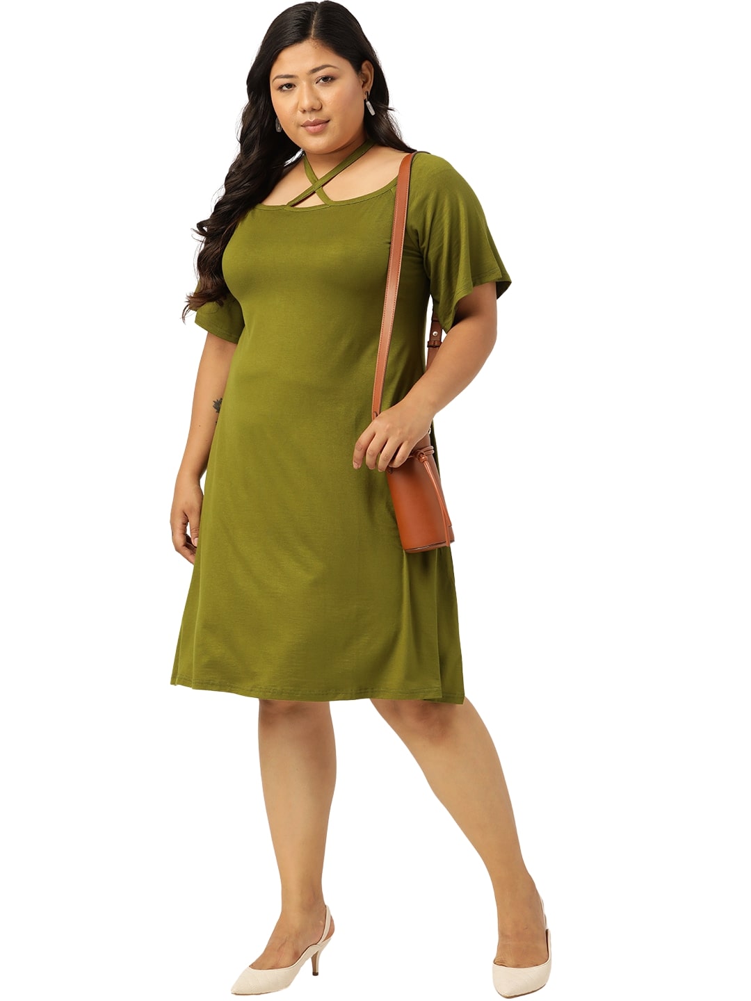 Plus Size A-Line Above Knee Dress