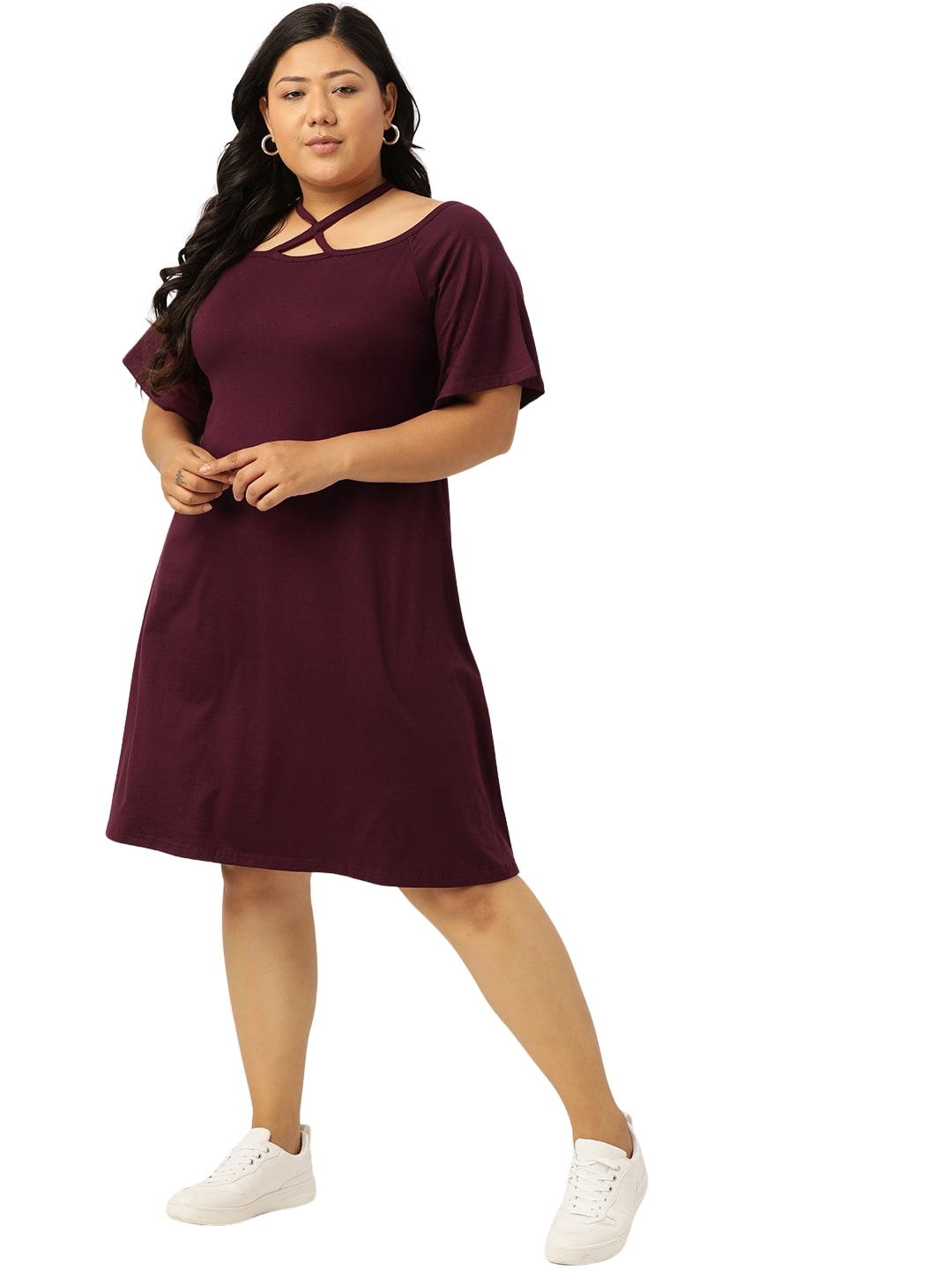 Plus Size A-Line Above Knee Dress