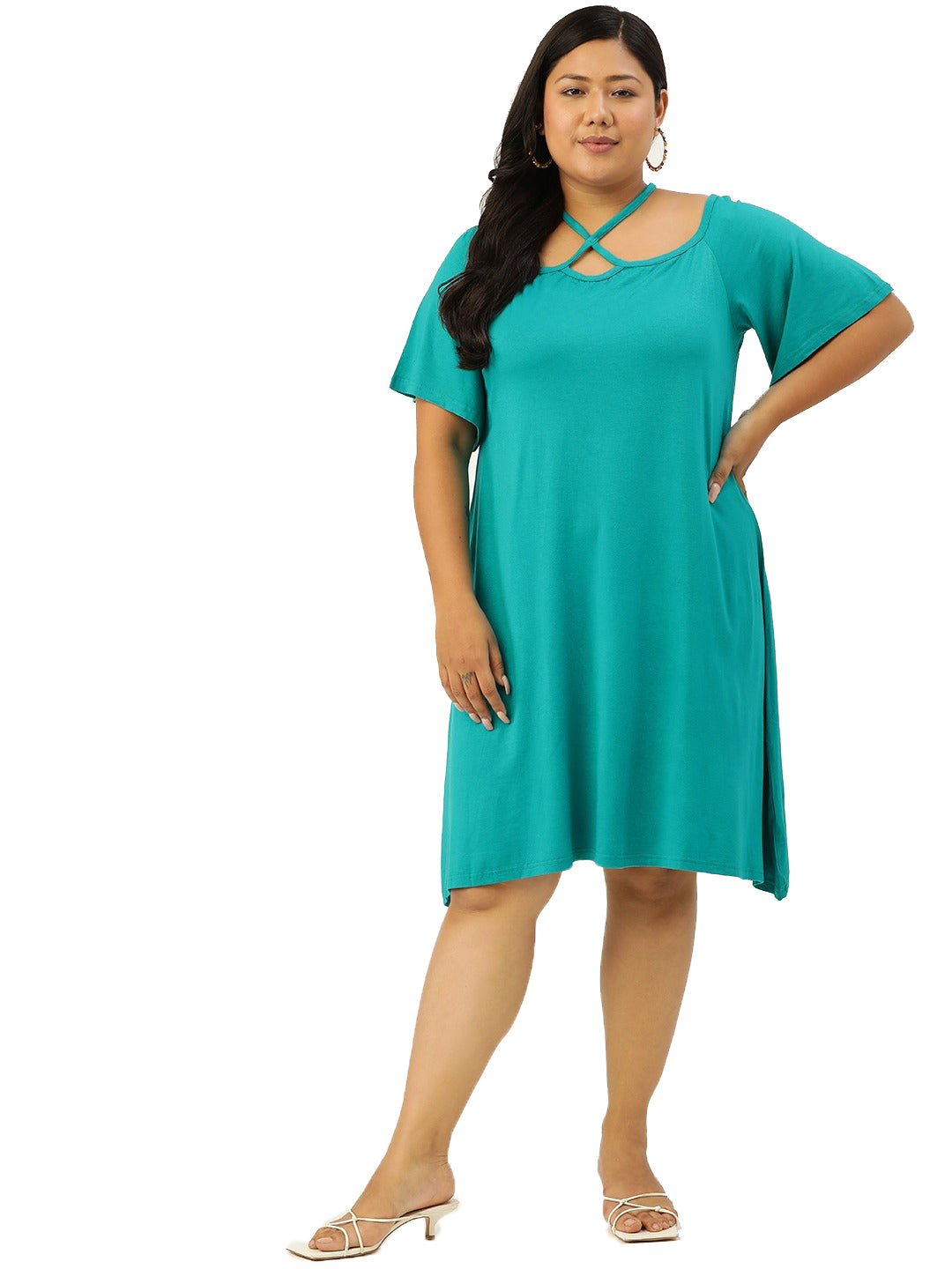 Plus Size A-Line Above Knee Dress