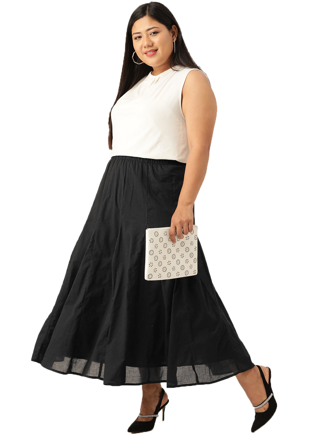 Cotton Fabric Elegant Plus Size Skirt