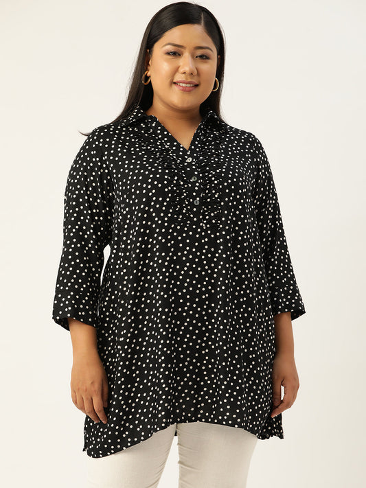 Plus Size Shirt Collar Tunic