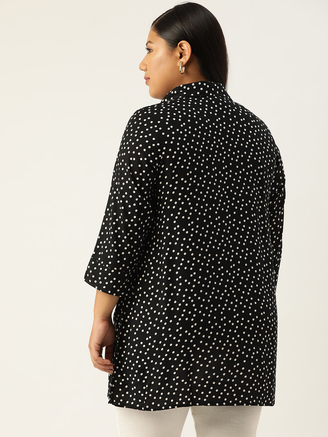 Plus Size Shirt Collar Tunic
