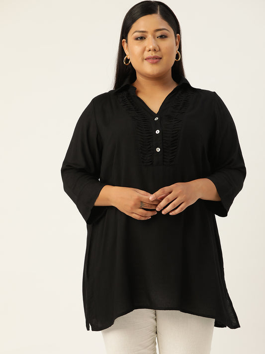 Plus Size Shirt Collar Tunic