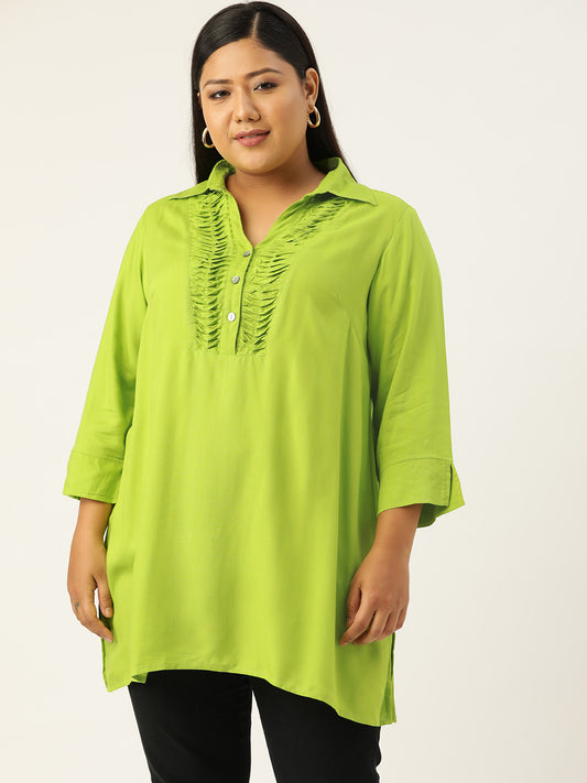 Plus Size Shirt Collar Tunic
