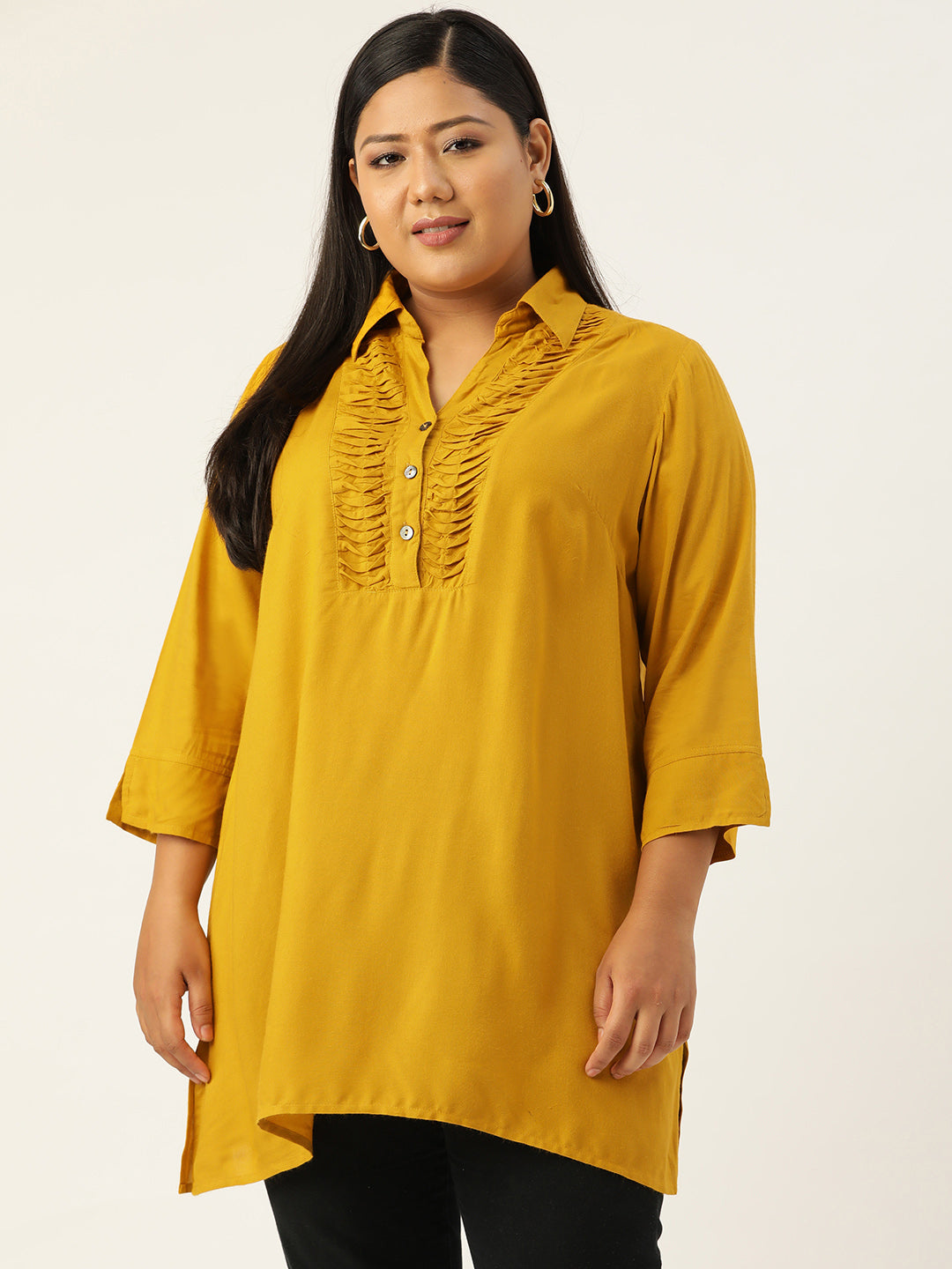 Plus Size Shirt Collar Tunic