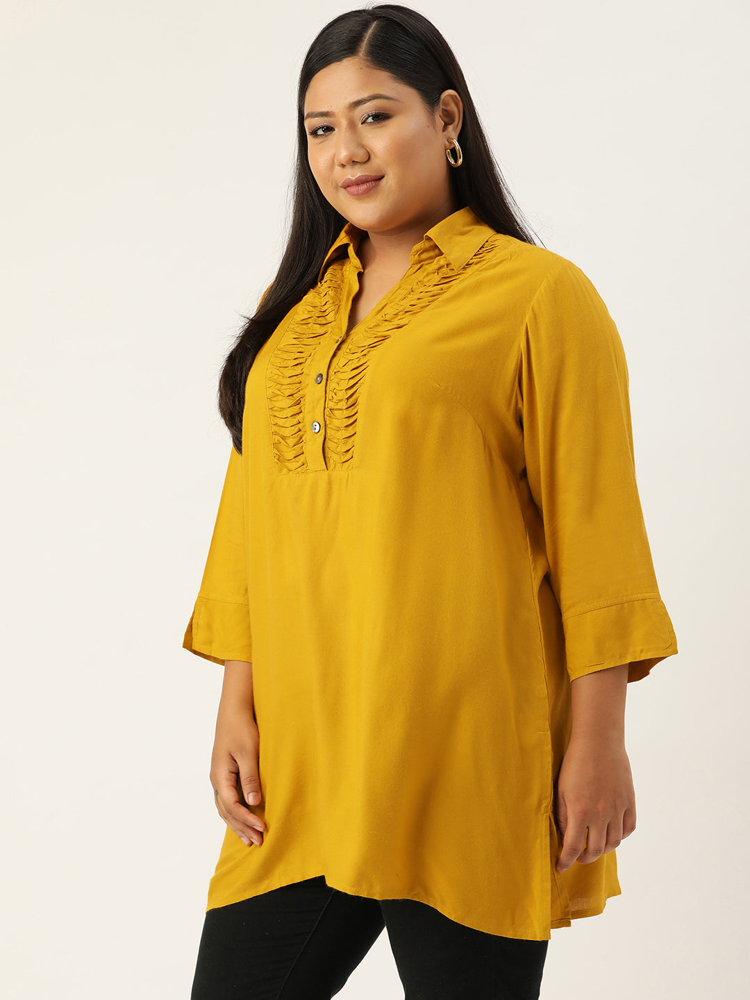 Plus Size Shirt Collar Tunic