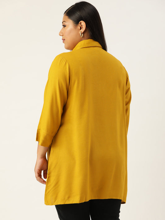 Plus Size Shirt Collar Tunic