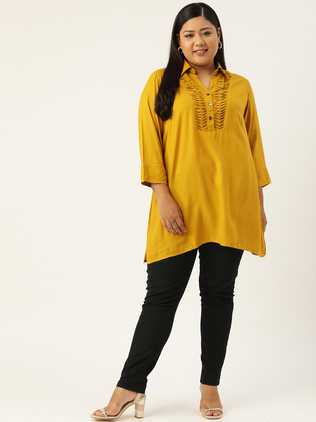 Plus Size Shirt Collar Tunic