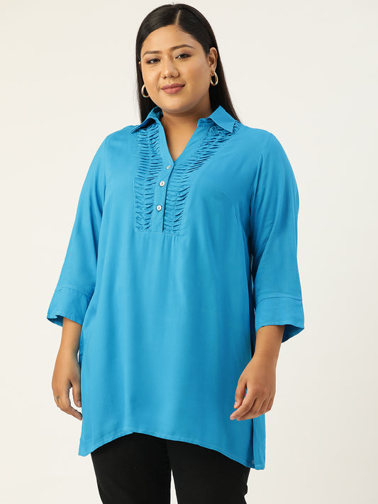 Plus Size Shirt Collar Tunic