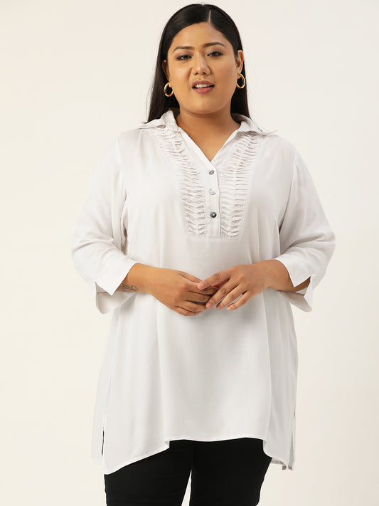 Plus Size Shirt Collar Tunic