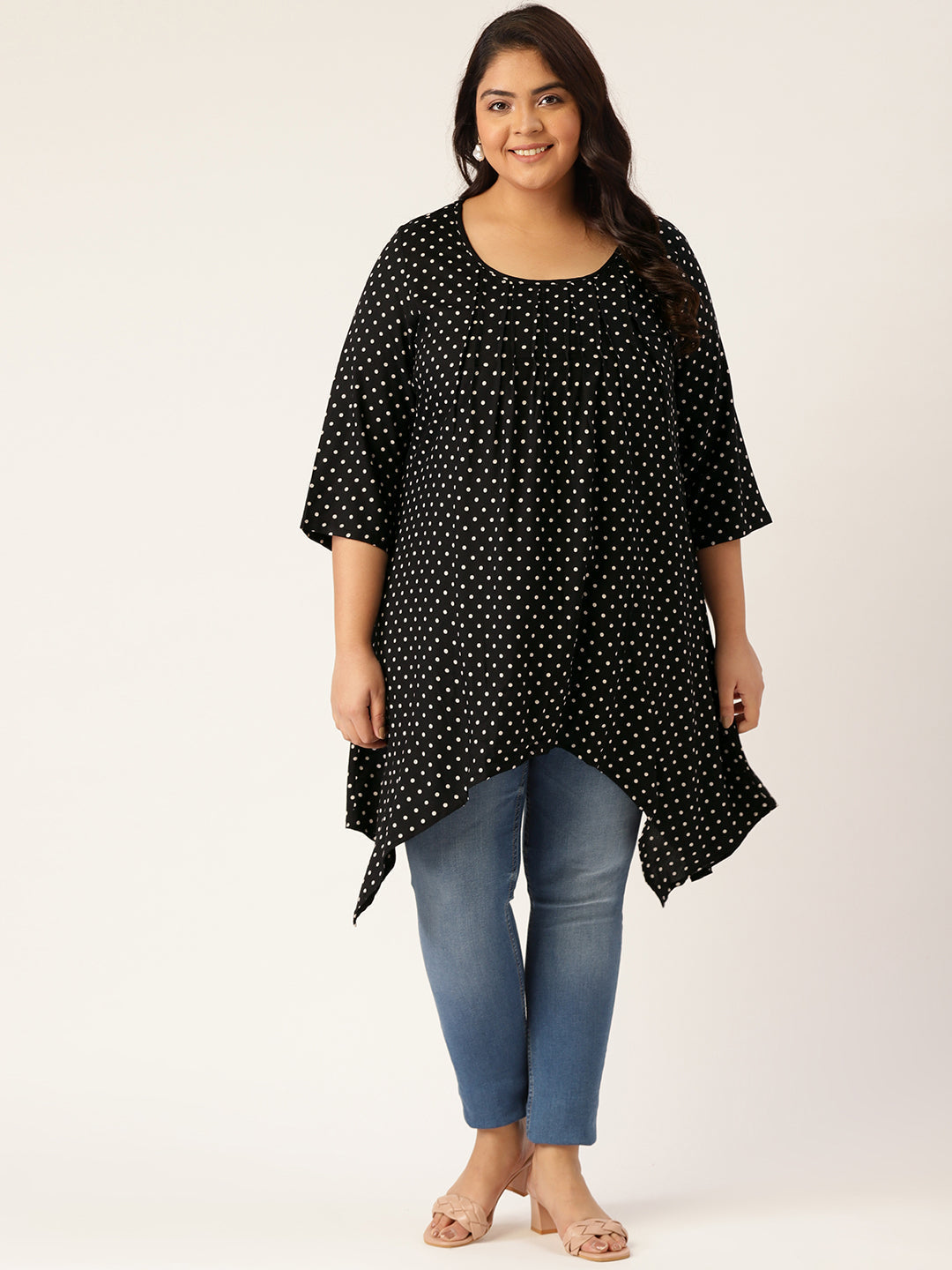 Plus Size Front Pleated Longline Top