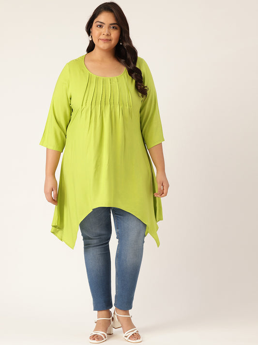Plus Size Front Pleated Longline Top
